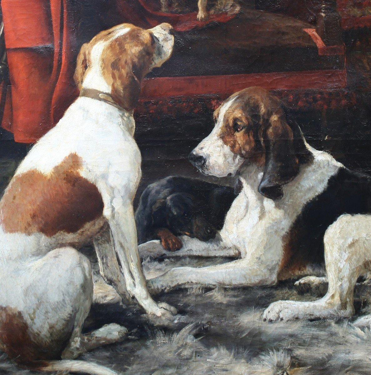 Albert De Gesne 1834-1903, Repos Après La Chasse, Huile Sur Toile  Paris 1883 -photo-3