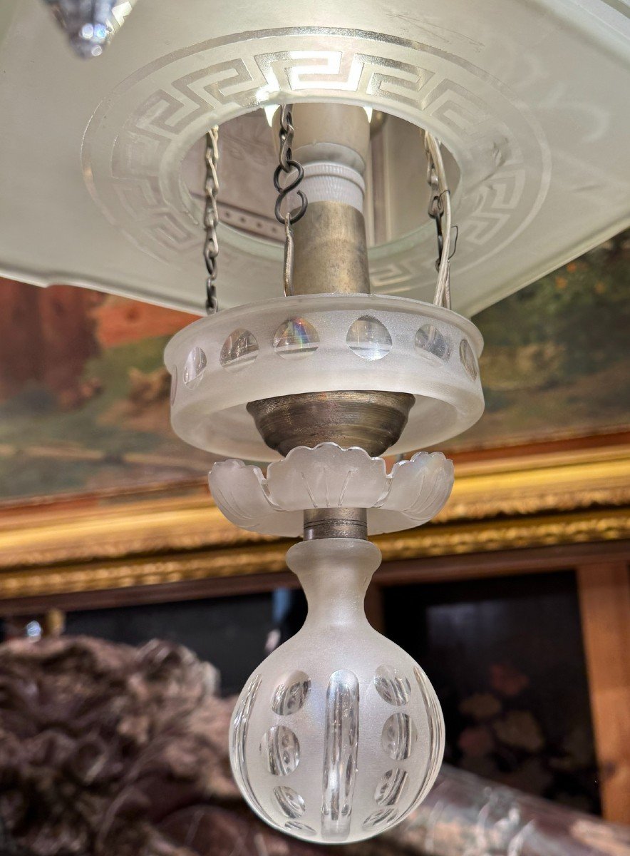 Engraved And Frosted Crystal Lantern Attributed To Maison Baccarat, 19th Century-photo-1