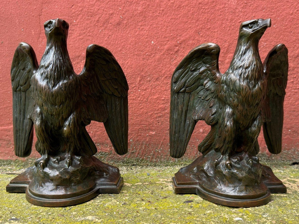 Max Peinlich XX For Tiffany Pair Of Eagles Forming Bookends.-photo-2