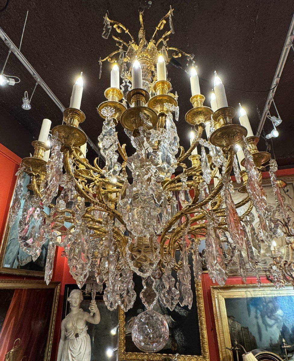 Important Chandelier With 24 Lights On Two Rows, Louis XVI Style, Late 19th Century-photo-2