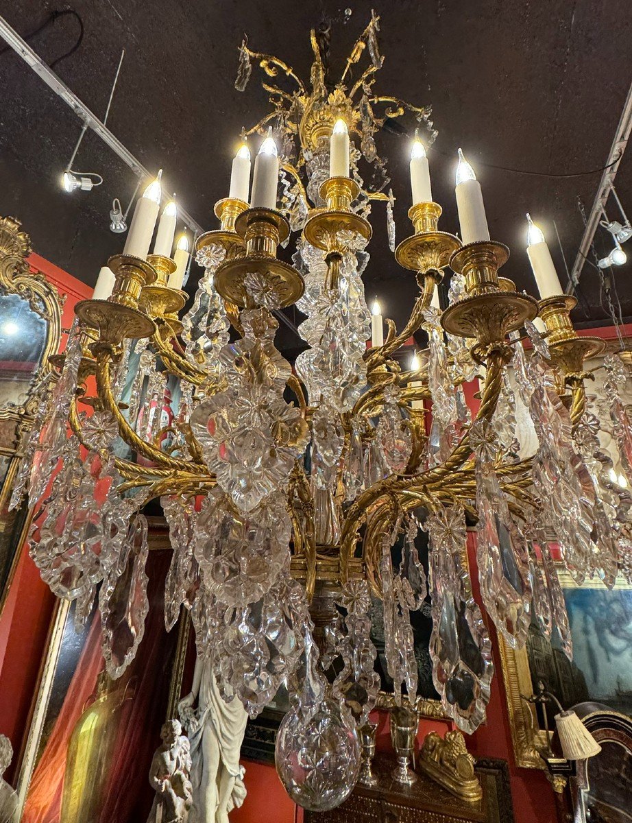 Important Chandelier With 24 Lights On Two Rows, Louis XVI Style, Late 19th Century-photo-3