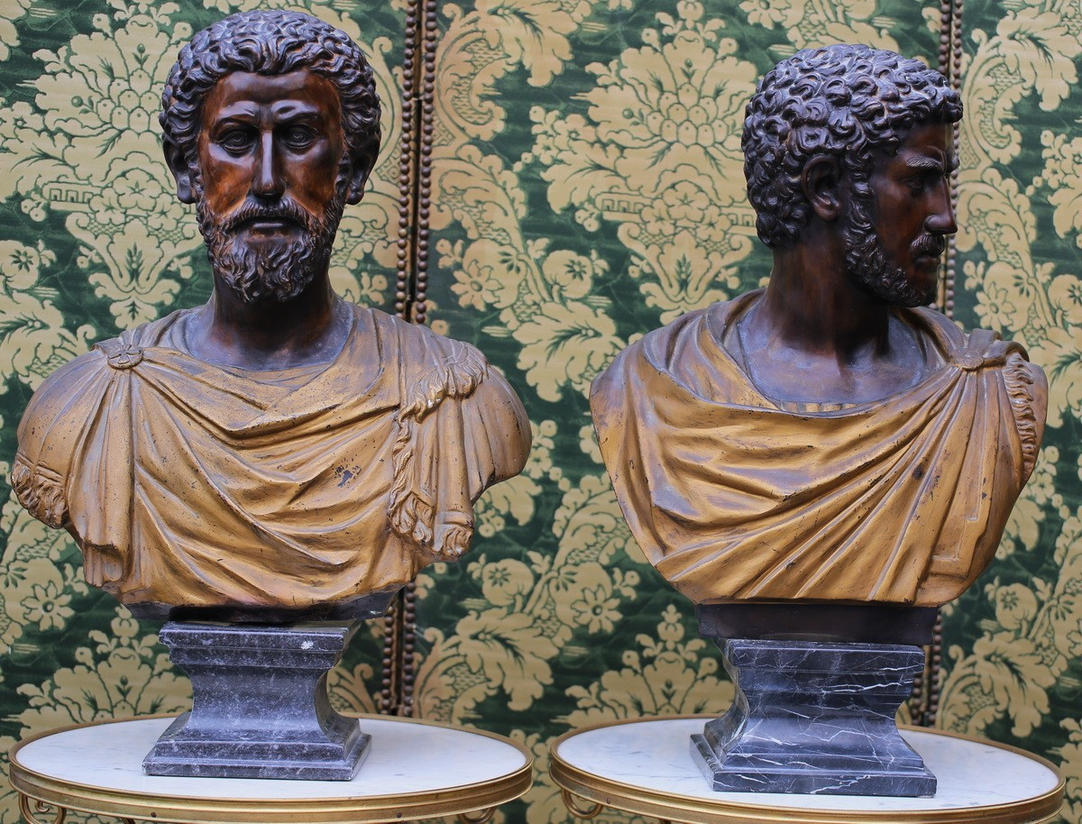 Italy Work Naples Region Early 20th Century, Pair Of Roman Emperor Busts