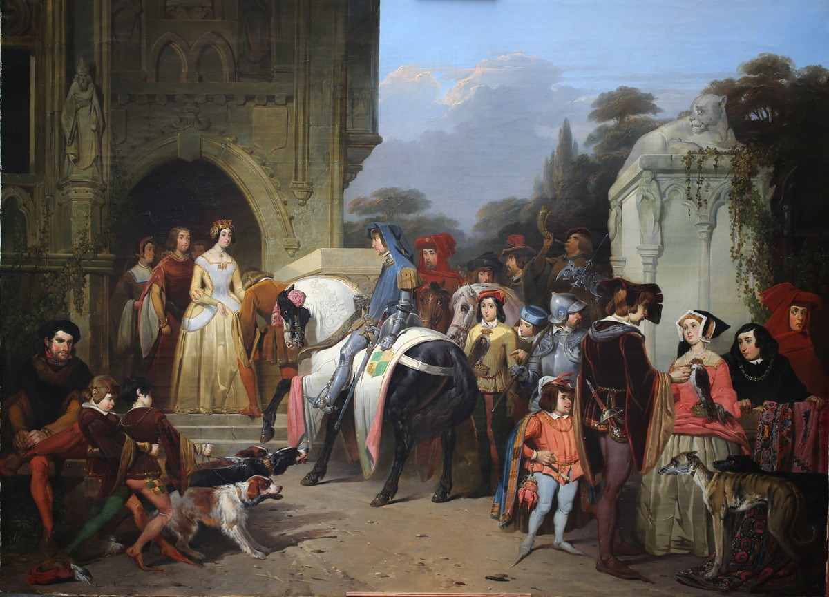 Charles Tilmont Brussels? - 1842, The Departure Of Mary Of Burgundy For Falcon Hunting.-photo-2