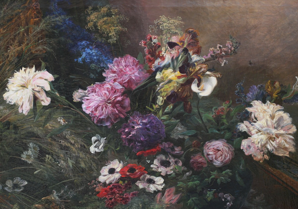 Henri Arthur Bonnefoy 1839-1917 Composition Aux Vases De Fleurs.-photo-3