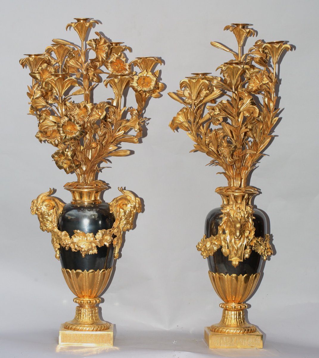 Pair Of Monumental Candelabra Nineteenth Time-photo-4