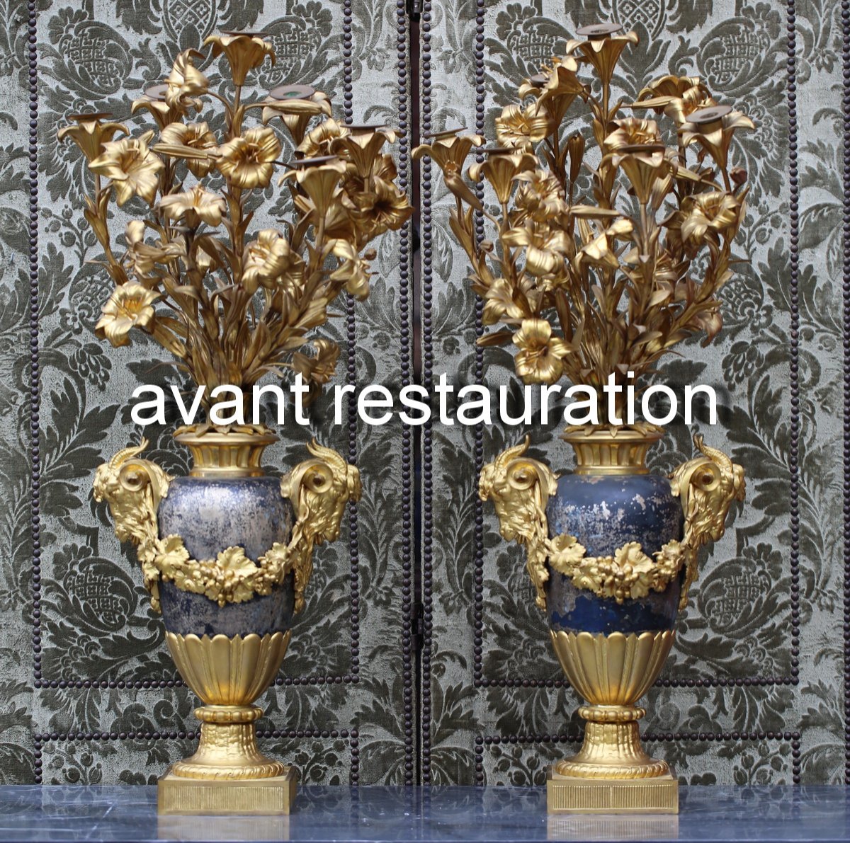 Pair Of Monumental Candelabra Nineteenth Time-photo-1