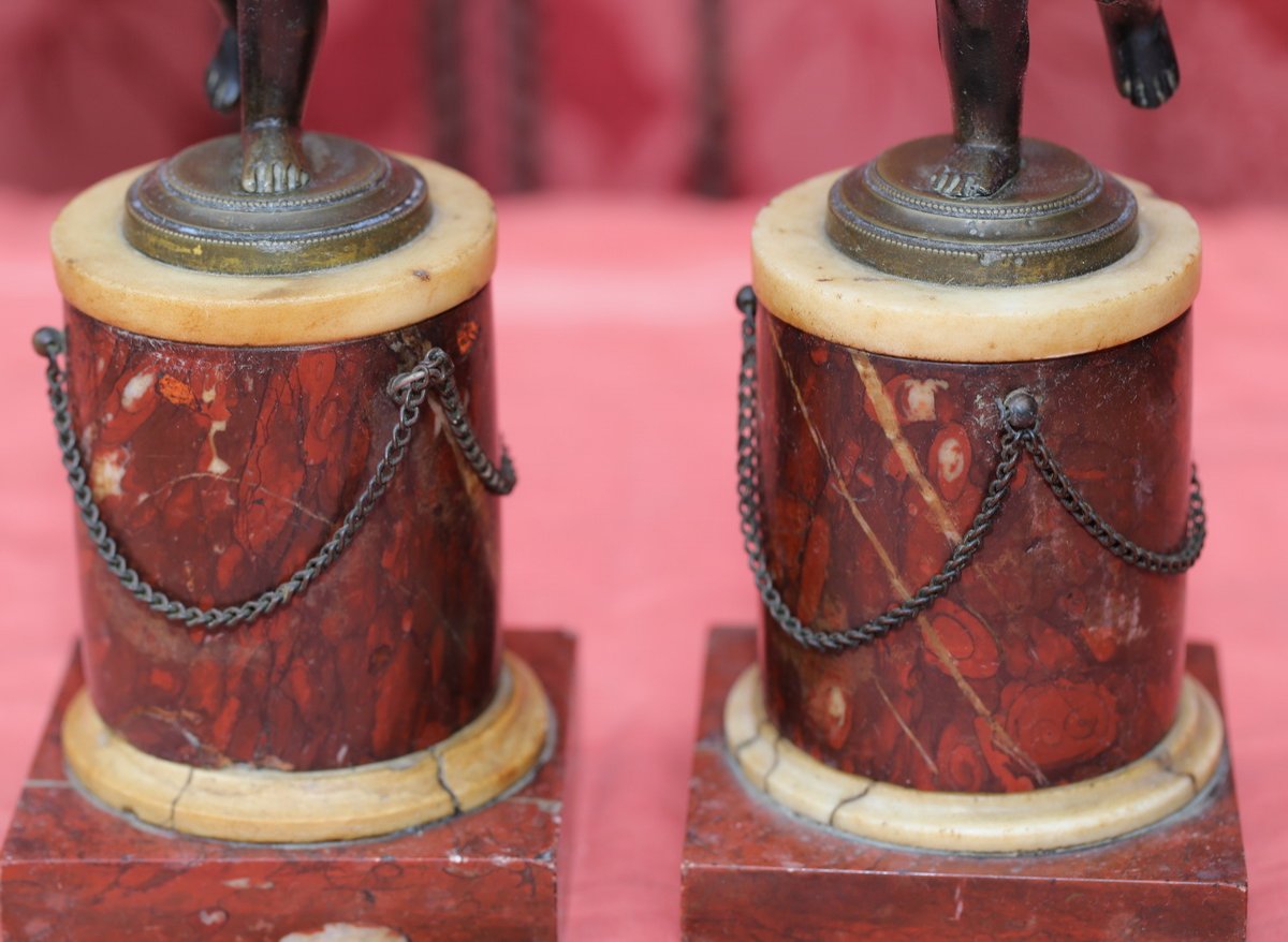 Pair Of Candlesticks, Putti Holding A Torchere, Late 18th Century-photo-4