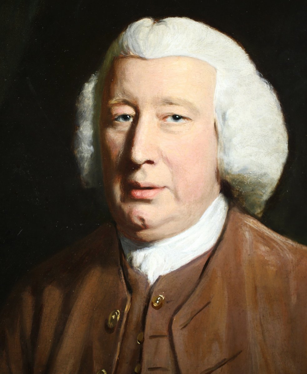 Robert Edge Pine 1730-1788 Attribué à, Portrait d'Homme Feuilletant Un Livre.-photo-3