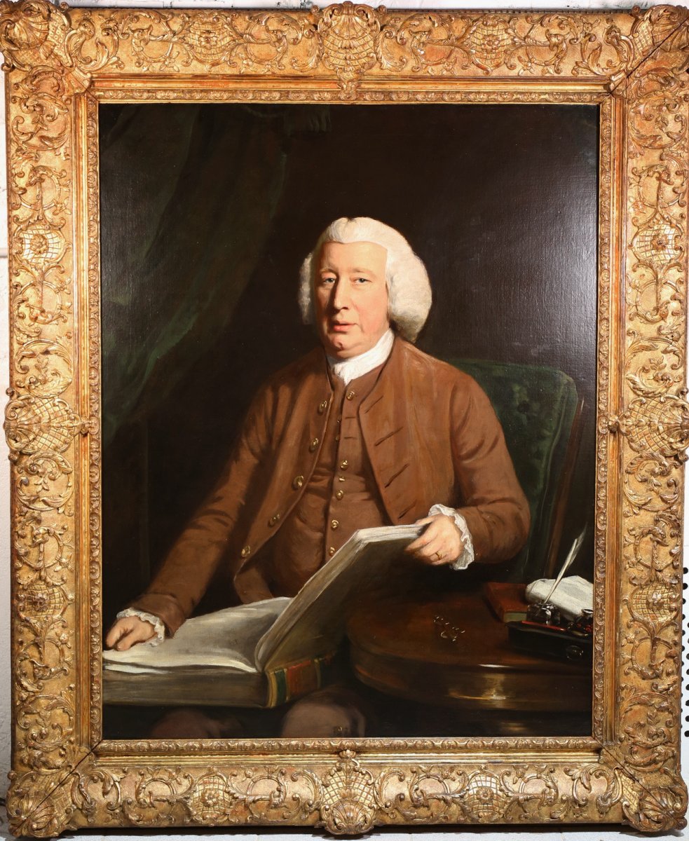 Robert Edge Pine 1730-1788 Attribué à, Portrait d'Homme Feuilletant Un Livre.