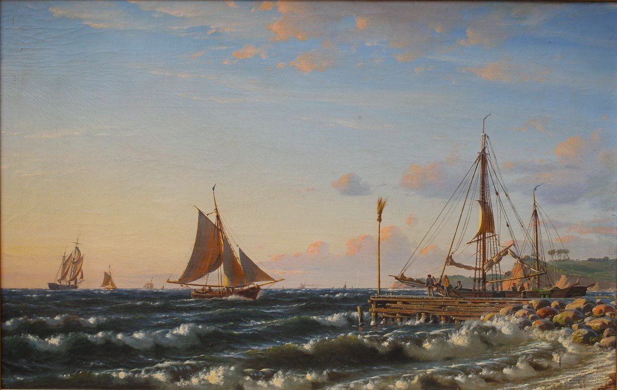 Christian Eckardt 1816-1888, Marine Landscape.-photo-2