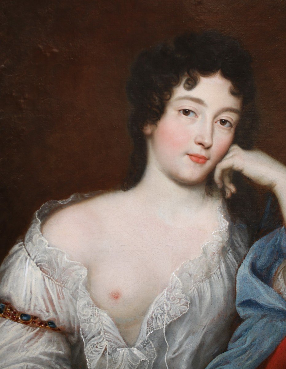 Henri Gascard (1635-1701) Attributed To, Portrait Of A Woman Revealing Her Breast-photo-3