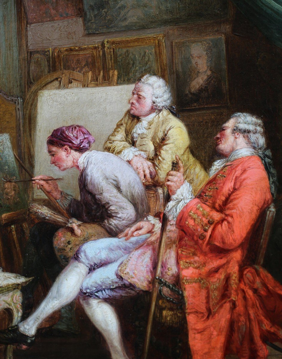 Ecole Française Fin Du XIXème d'Aprés  Meissonnier (1815-1891), Les Amateurs De Peinture-photo-3