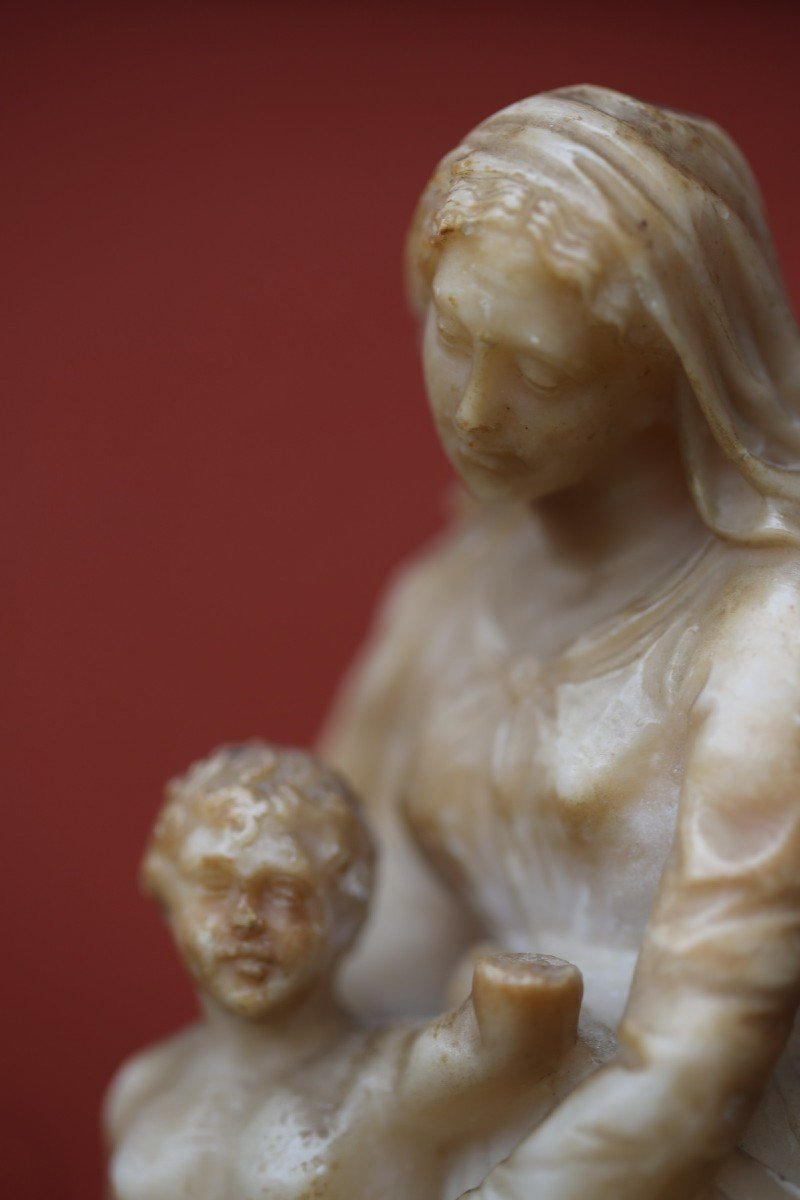 Italian School, Madonna And Child In Alabaster, 18th Century-photo-4