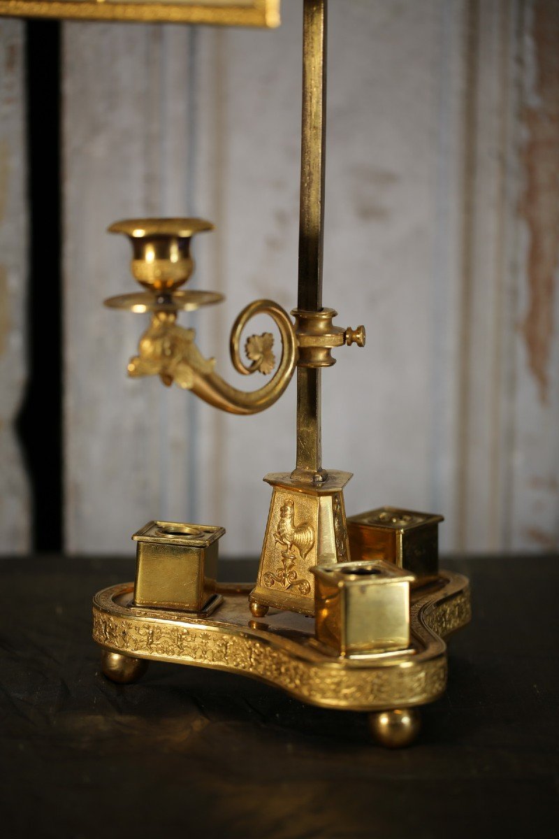 Rome Around 1800, Inkwell Lamp With A  Sconce-photo-1