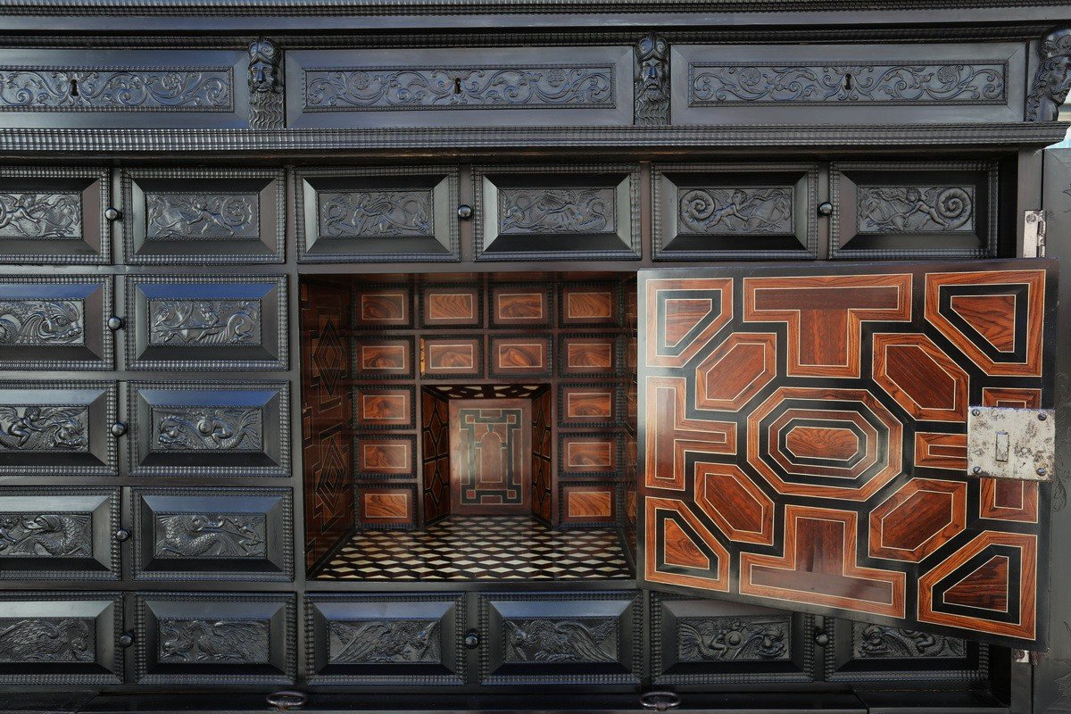 Cabinet En ébène Sculpté Et Bois Noirci, France Vers 1640-1650-photo-3