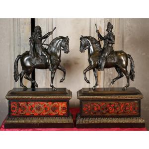 Paire De Statues équestres De Henri IV Et Louis XIV,  époque Fin XIXème