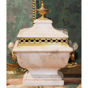 Perfume Burner In White Marble And Gilt Bronze Late 18th Century