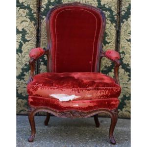 Michel Gourdin, Master In 1752, Small And Rare Cabriolet Armchair With High Back.