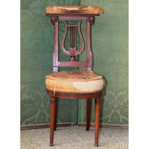 Louis XVI Period Ponteuse Chair, In Mahogany, Decorated With Rams' Heads, Attributed To Jacob  