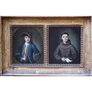 18th Century French School, The Twins, Pair Of Oil Paintings On Copper 