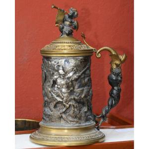 Important Renaissance Style Bronze Tankard 