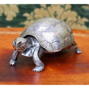 Encrier En Argent En Forme De Tortue Neresheimer De Hanau  Importé En Angleterre Vers 1900.