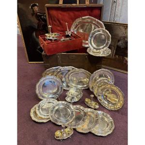 Odiot Et Christofle Important Lot Of Silver Plated Metal Plateware From The 19th Century