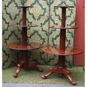 Pair Of Large Restoration Period Mute Mahogany Servants.