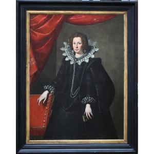 Italian School Of The 17th Century, Workshop Of Justus Sustermans, Portrait Of A Woman With A Ruff.