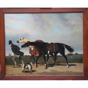 Alfred De Dreux 1810-1860 After, The Return From The Races Oil On Canvas.