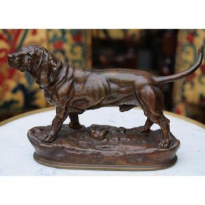 Jules Moigniez 1835-1879, Grand Basset 1877, Ancienne épreuve En Bronze 