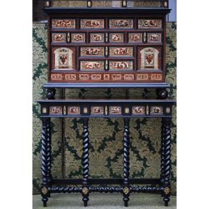 Cabinet In Tortoiseshell And Ivory, Italian Work, 19th Century (old Elements)