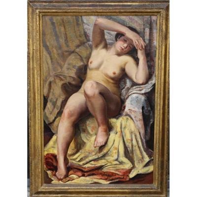 Ecole Italienne Début XX "femme Nue Dans l'Atelier"