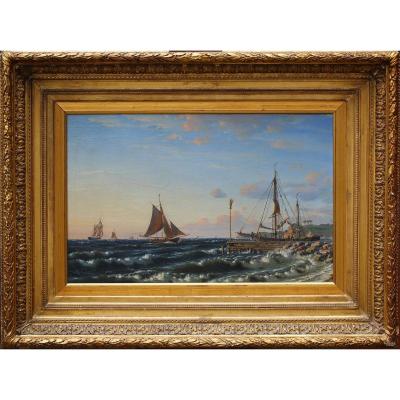 Christian Eckardt 1816-1888, Paysage Marine.