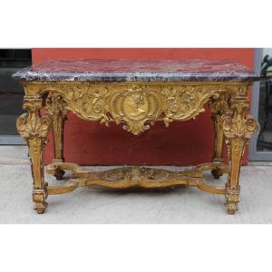 Partly Period Table In Louis XIV Style, Richly Carved And Gilded Wood