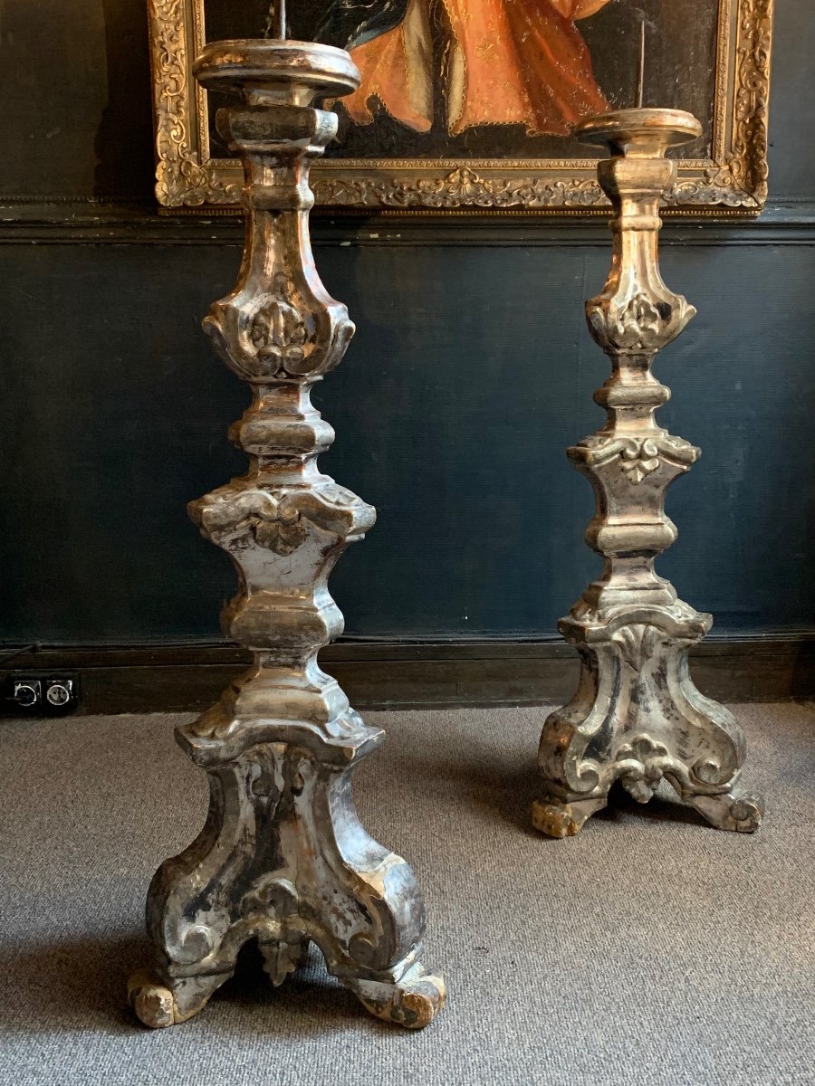 Pair Of Big Candle Holders, 18th Century-photo-7