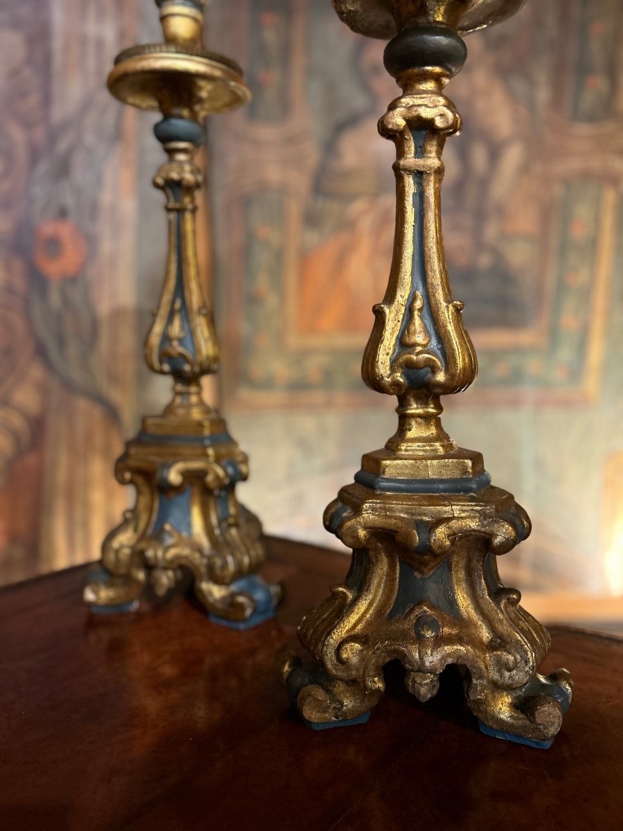 Pair Of Candlesticks, 18th Century, Italian-photo-2