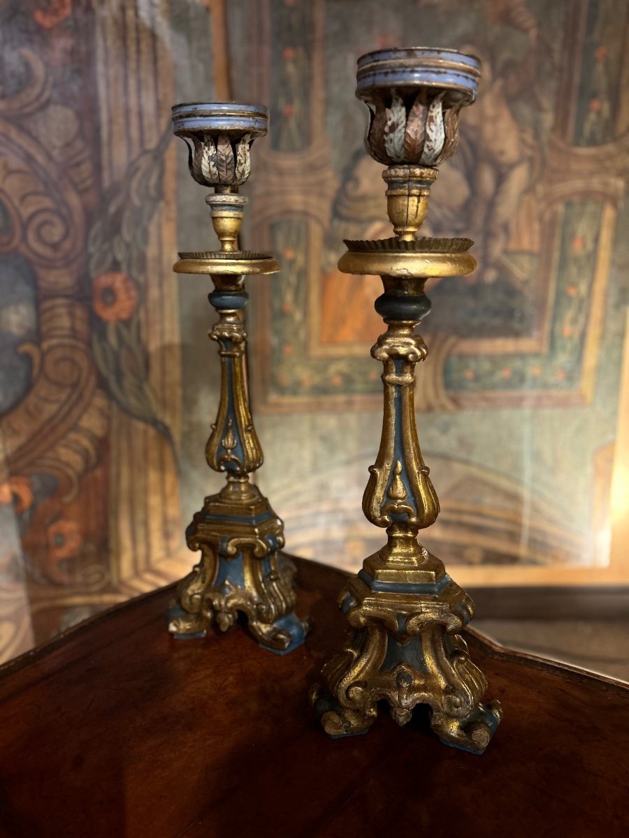 Pair Of Candlesticks, 18th Century, Italian-photo-3