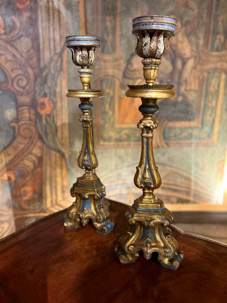 Pair Of Candlesticks, 18th Century, Italian