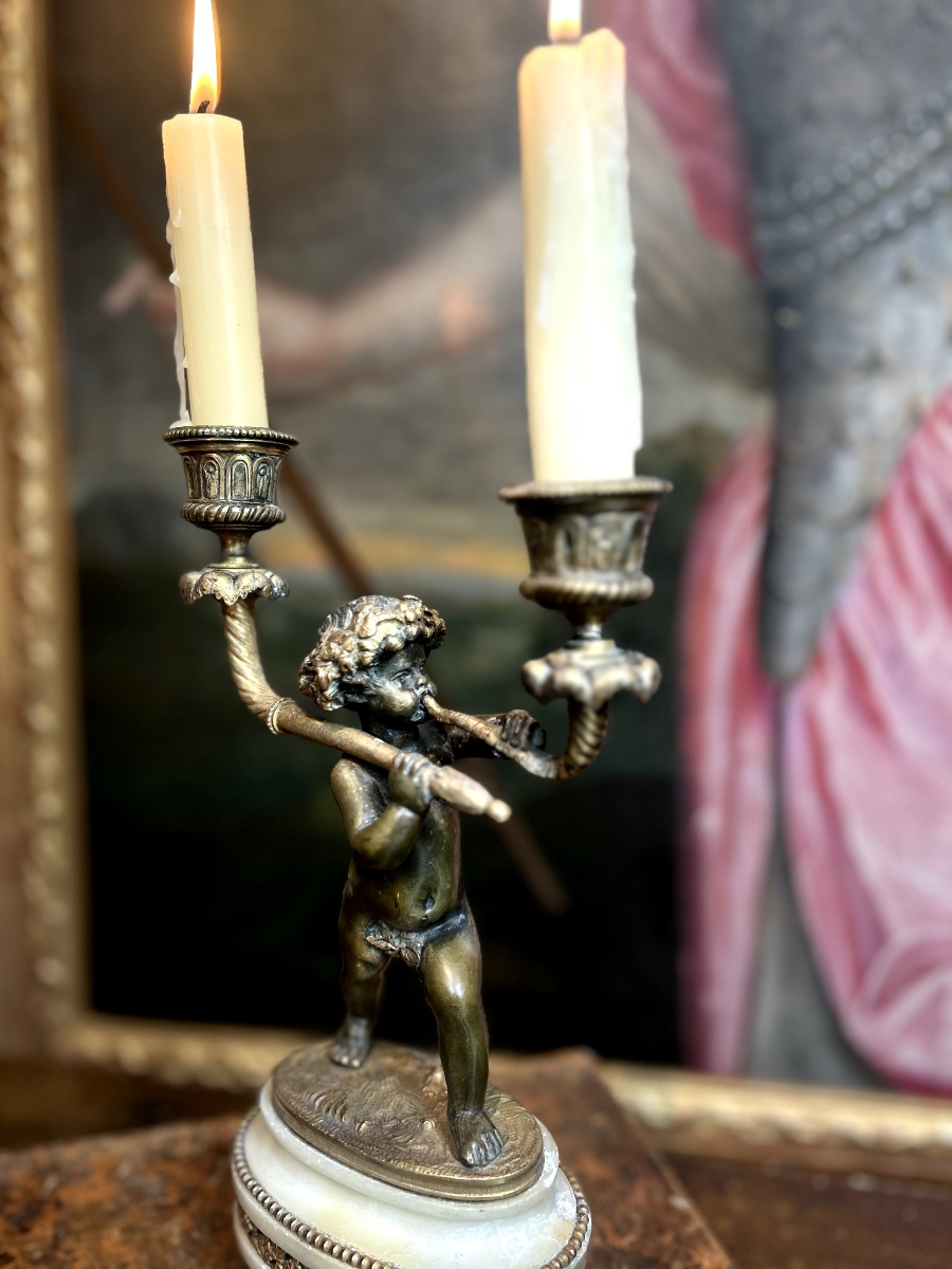 Pair Of Bronze Candelabra, Late 19th Century-photo-3