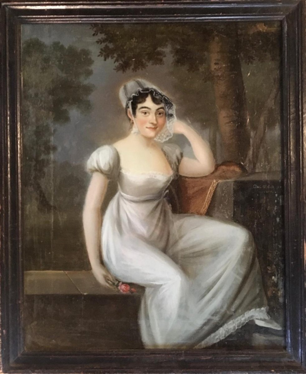 Portrait de mademoiselle Mars, fixé sous verre, 1810-photo-2