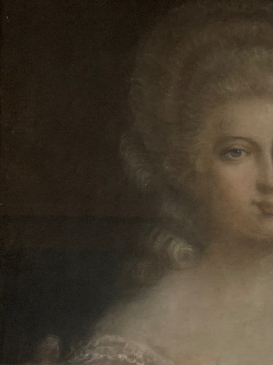 Portrait Of A Lady Of Quality In Pastel, 18th Century-photo-2