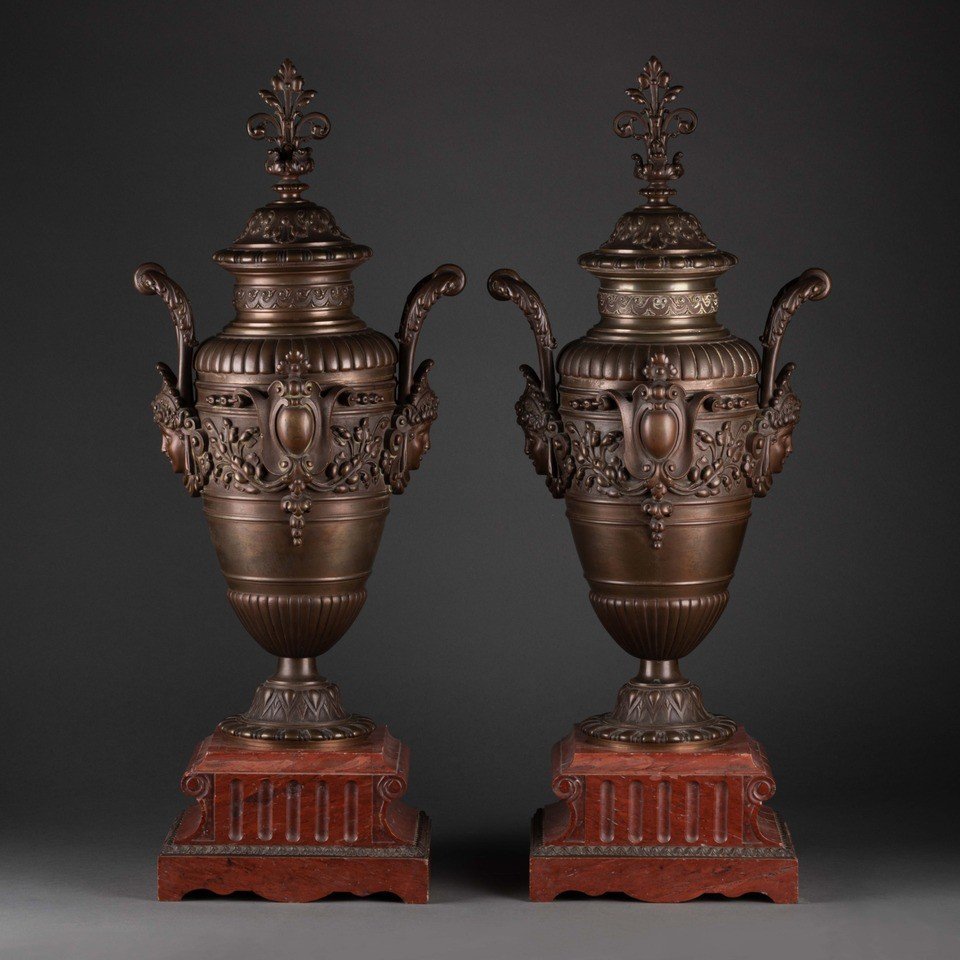 Une Paire De Vases Bronze Patiné Napoléon III, 19e Siècle