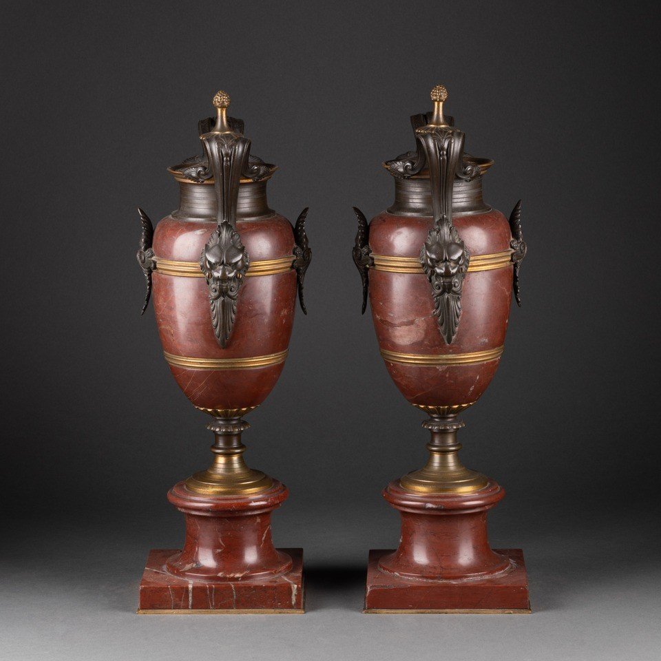 A Pair Of Napoleon III Griotte Marble Vases-photo-3