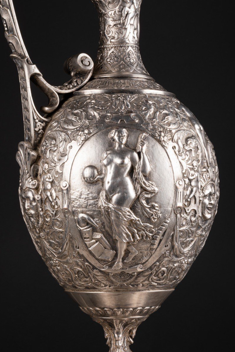 19th Century Silver Metal Jug And Dish-photo-2