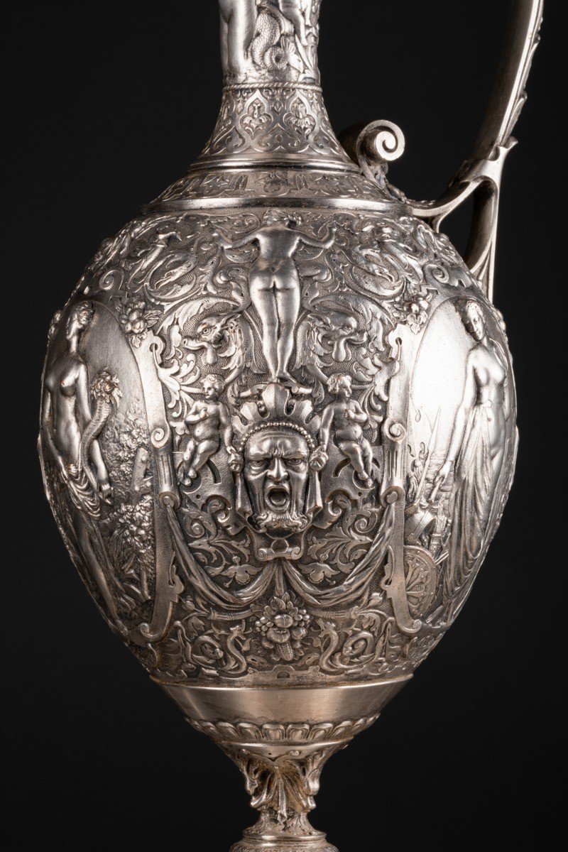 19th Century Silver Metal Jug And Dish-photo-8