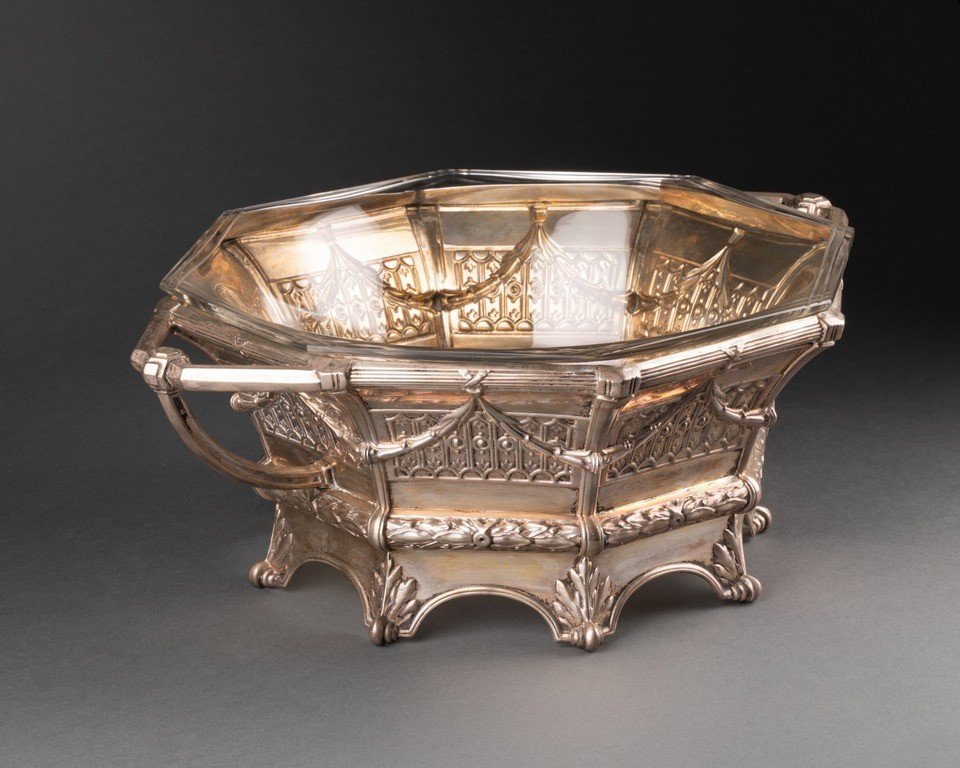 Louis Vxi Style Silver And Crystal Cup, France-photo-2