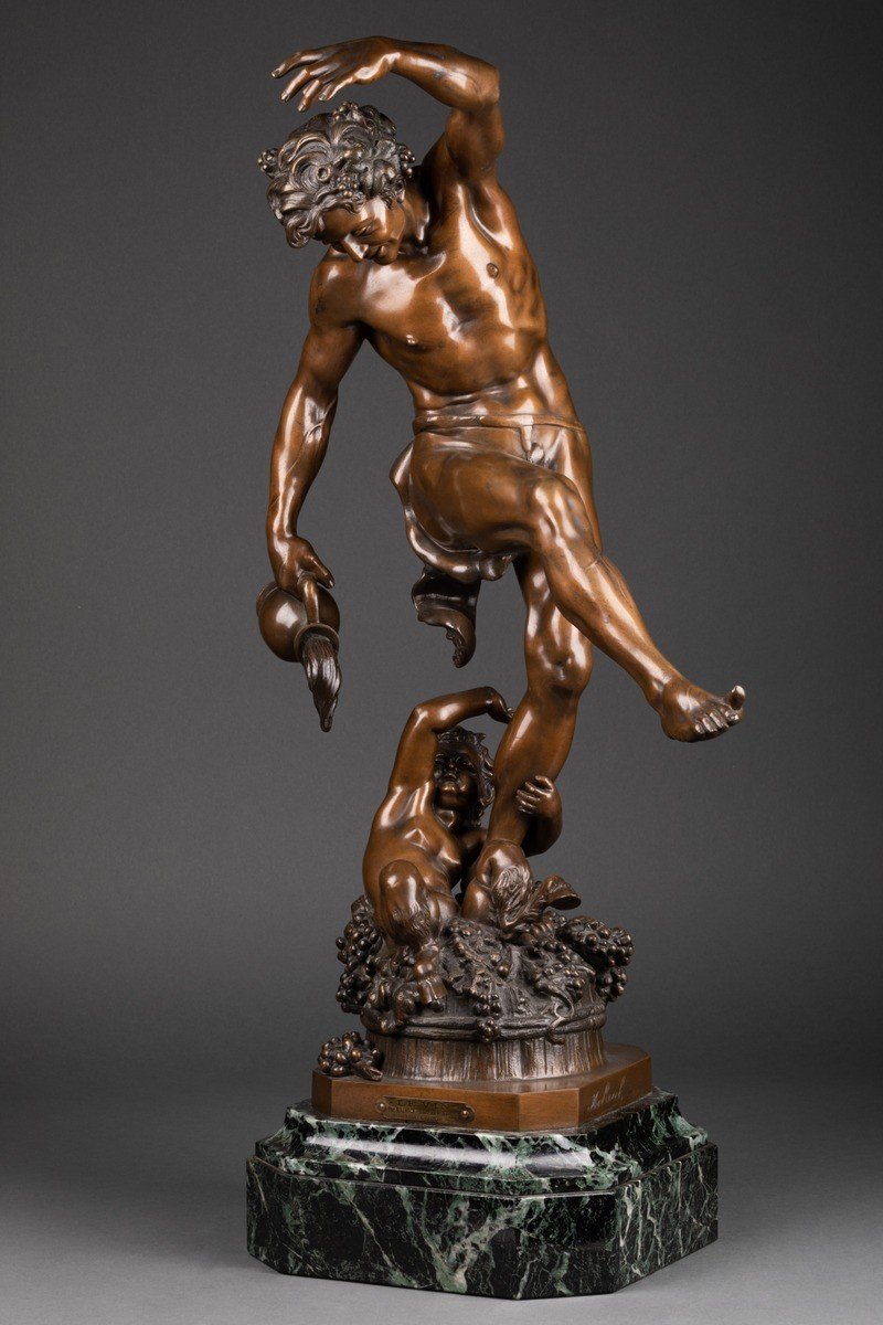 Bronze Patiné "Le Vin"  Signé Holweck, 19e Siècle, Paris, France