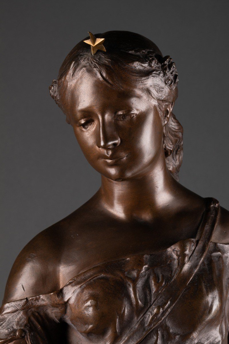 Bronze Patiné "La Fée Aux Fleurs", Signé "Ch. Blanc" 1896, France-photo-3