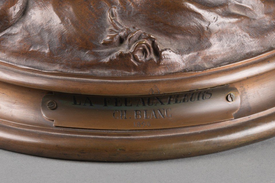 Bronze Patiné "La Fée Aux Fleurs", Signé "Ch. Blanc" 1896, France-photo-2